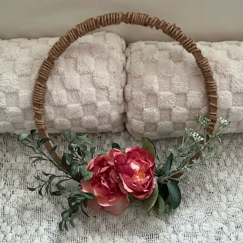 Rustic Floral Wreath with Pink and Green Accents